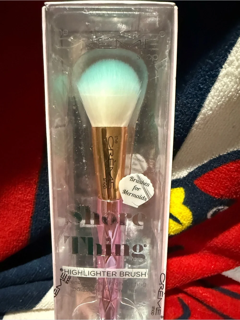 The Crème Shop Shimmer Mermaid Highlighter Brush - Aqua & Rose Gold